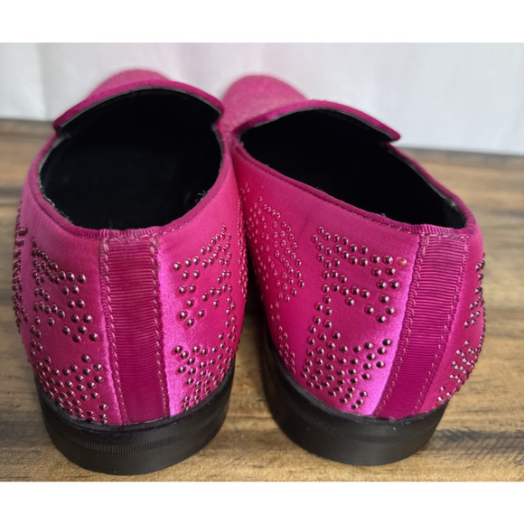 Fuchsia Sequin Stone Men's Loafers Size 11 Slip On Dress Shoes Wedding Prom Date - Picture 5 of 10
